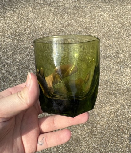 Vintage avocado green lowball - vintage,