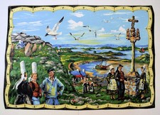 Vintage brittany tea towel - vintage,