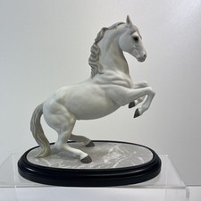 Brooks And Bentley Rearing White Horse Porcelain Wooden Base VGC