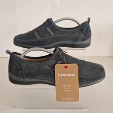 Cotton Traders Flexi Sole Comfort Wear Zip Front Detailed Shoes Graphite UK 8