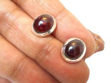 Red Oval GARNET  Sterling