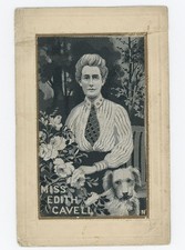Edith Cavell Dog Flowers French Silk Postcard WW1 Hero