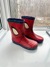 Spider-Man Wellies UK 1 Kids Unisex Red Navy