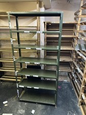 Shelving Storage Office Shed Garage Cellar Army Green 7 Shelves Vintage Old 