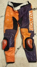 vintage Honda 600 motocross leathers motorcycle trousers- orange purple black