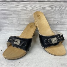 Dr. Scholl Blue Leather The Original Wooden Exercise Sandals Size 5 PC