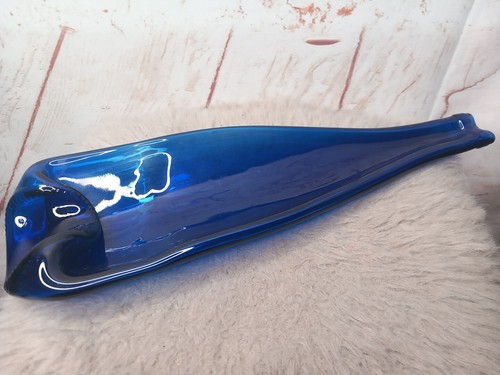 Slumped glass bottle cobalt - glass, bottle,
