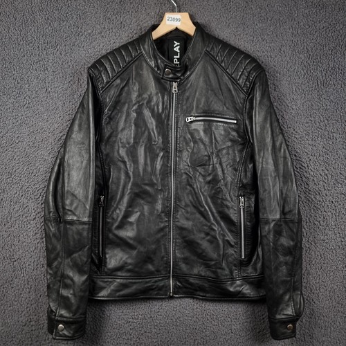 Replay leather jacket - mens, xl