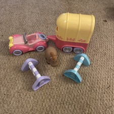 ELC Happyland Pink Horse Box & Sports Car- Horse and jumps