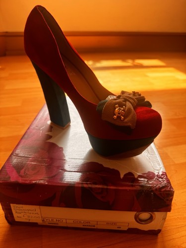 Joxy red suede platform block - joxy,