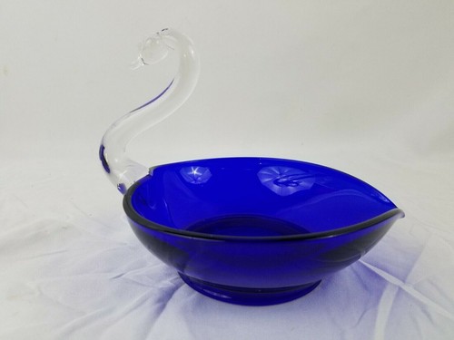 Glass swan blue body - blue, clear