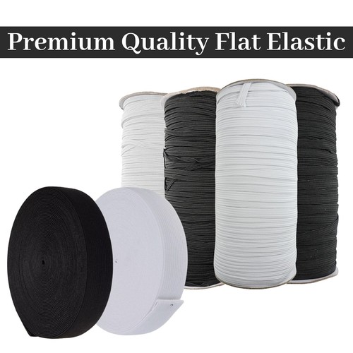 Flat elastic cord white black - flat,