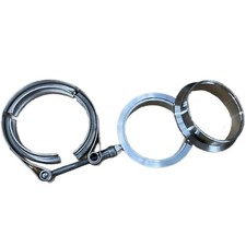 50mm STAINLESS STEEL EXHAUST TURBO V-BAND CLAMP + FLANGES COMPLETE 2"
