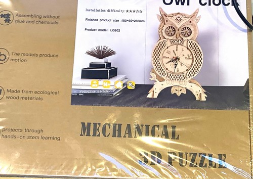 Mechanical wooden owl clock - mechanical, 3d