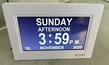 7inch Digital Clock LCD Calendar Date time Memory Loss Dementia Elderly,no box