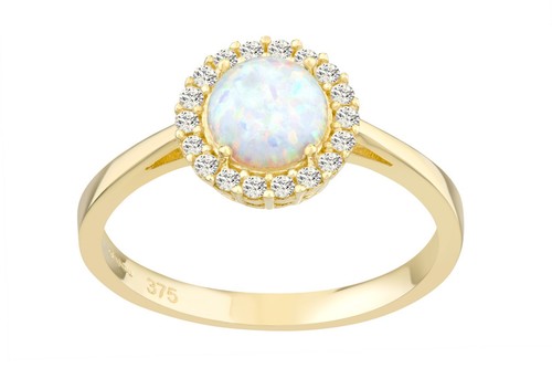 9ct yellow gold - opal, and