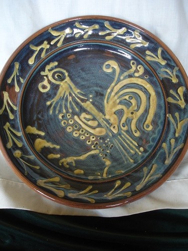 Vintage slipware charger - slipware,