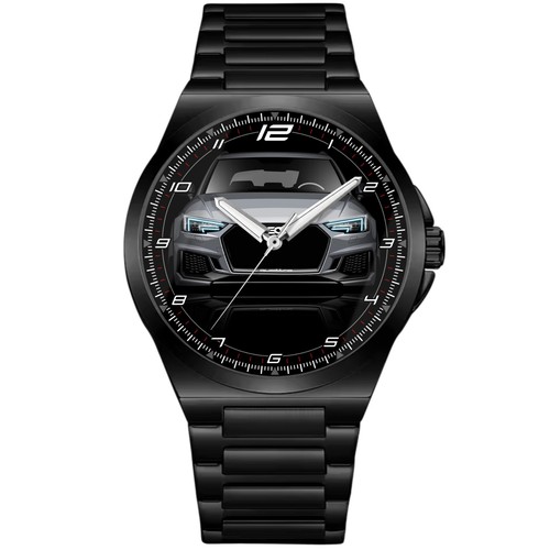 Wristwatch black steel fan - wristwatch,