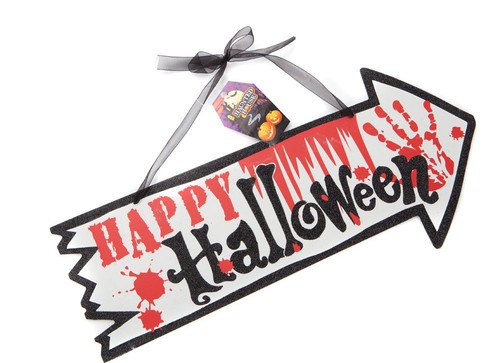Wooden happy halloween sign - wooden,