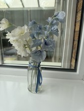 Beautiful Glass Vase With Blue And Cream Flowers From Next