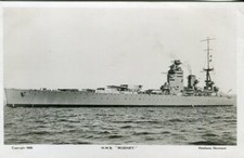 HMS Rodney (1925) WWII Royal Navy Nelson-class battleship RP postcard