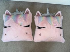 2 x Filled Cushion Kids Plump Bedroom Scatter Sofa Bed Unicorn 3D Pillow