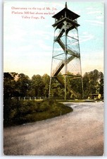 Observatory on Mt. Joy, Valley Forge, Pennsylvania (1910) - Antique Postcard