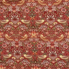 William Morris Fabric - Strawberry Thief - Crimson Red - Floral Craft Fabric