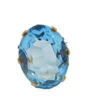 Sterling Silver Large Faceted Blue Topaz Cocktail Ring Vintage c1970 Size L