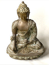 Brass Shakyamuni Buddha Bhumisparsa Mudra Statue 12" High Weighs 4.5 Kg