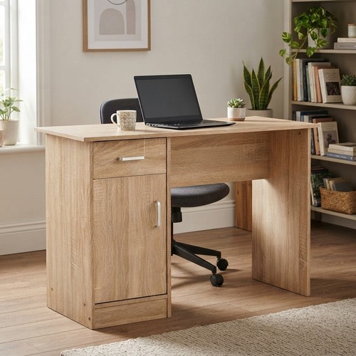 Contemporary oak compact desk - contemporary,