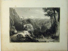Original Old Antique Print