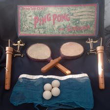 Antique Edwardian J. Jaques  Ping Pong Table Tennis Set 1901 Hamleys vintage 