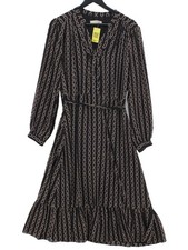 Hobbs A-Line Midi Dress L in Black