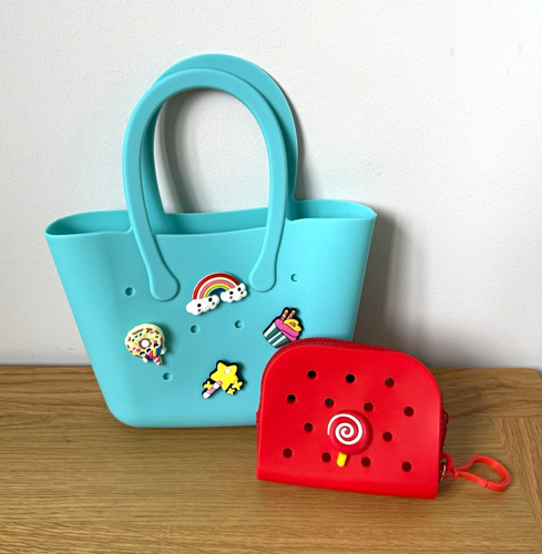Small aqua silicone handbag - small,