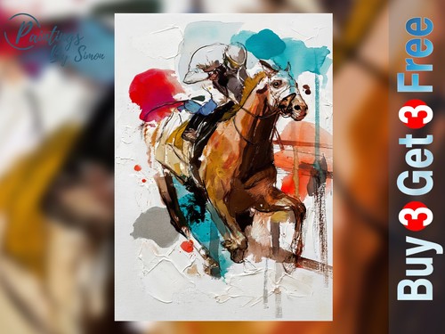 Horse racing print - print, 5"x7"