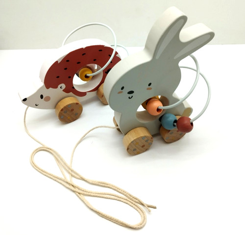 Pair wooden pull along - of,