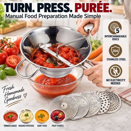 Food mill manual stainless - food,