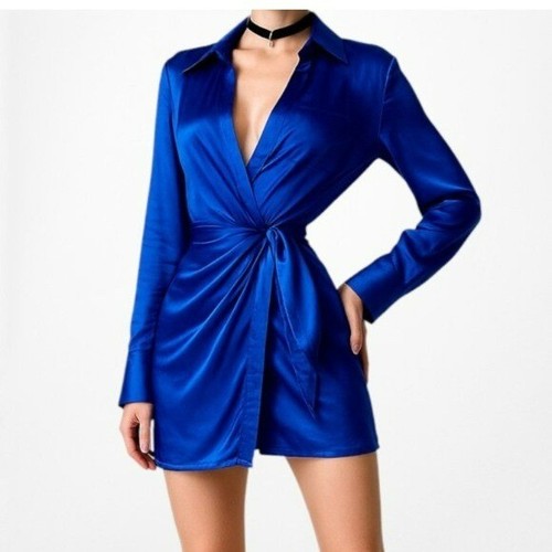 Zara cobalt blue satin - satin, wrap