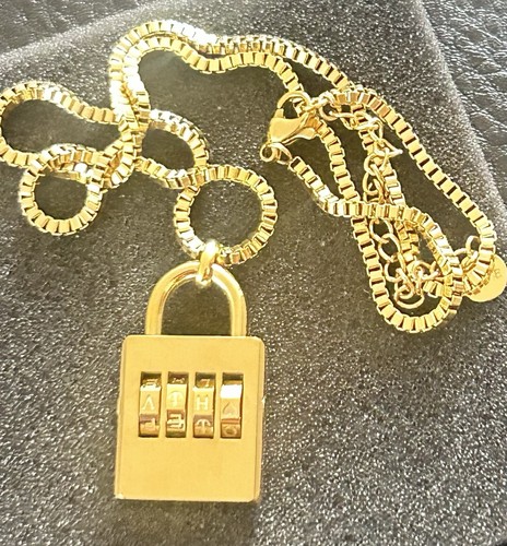 Gold padlock pendant necklace - padlock,