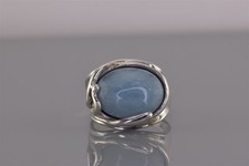 HAGIT GORALI Sterling Silver Oval Blue Quartz Organic Band Ring Israel 925 Sz: 7
