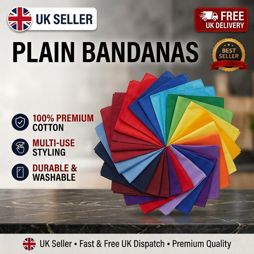 100 cotton plain bandana - plain,