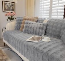 Rabbit Plush Sofa Cover (LIGHT GREY  (110x110cm) Non Slip