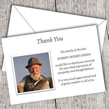 Personalised Sympathy/Funeral Thank You Cards - Photo