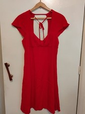 Flirty Kate Moss Topshop UK12 Pillar Box Red Cut Out Dress With Neck Ties