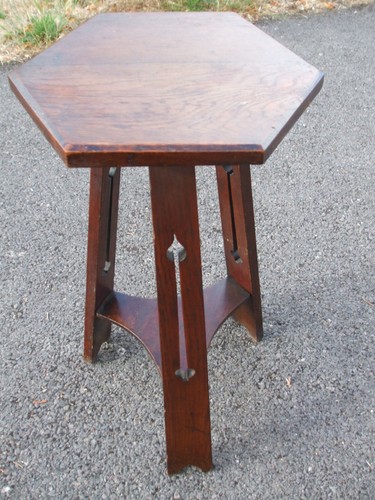 Antique arts crafts oak lamp - crafts,