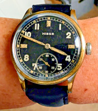 Gents WW2 Swiss NISUS German Service Watch AS 1130 Military  D 12713 H Serviced