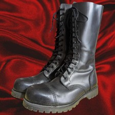Vintage 90s Underground 14-Eye Black Leather Boots | UK 8 | Made in England