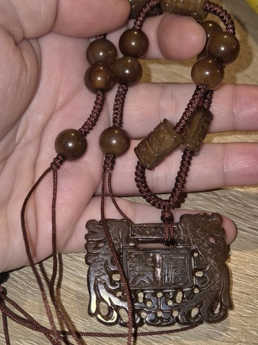 Carved chinese brown jade - brown,