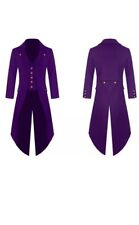 Men's Purple Handmade Steampunk Tailcoat Jacket Gothic Victorian Coat S-6XL